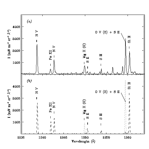 Comparison between SUMER
active region spectrum and CHIANTI synthetic spectrum