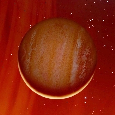 Artist's impression of the giant planet in the V391 Peg system, where the host star is an evolved pulsating sdB star
